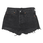 LEVI'S Womens Black Denim Cut-Off Shorts S W27 Casual Frayed Hem