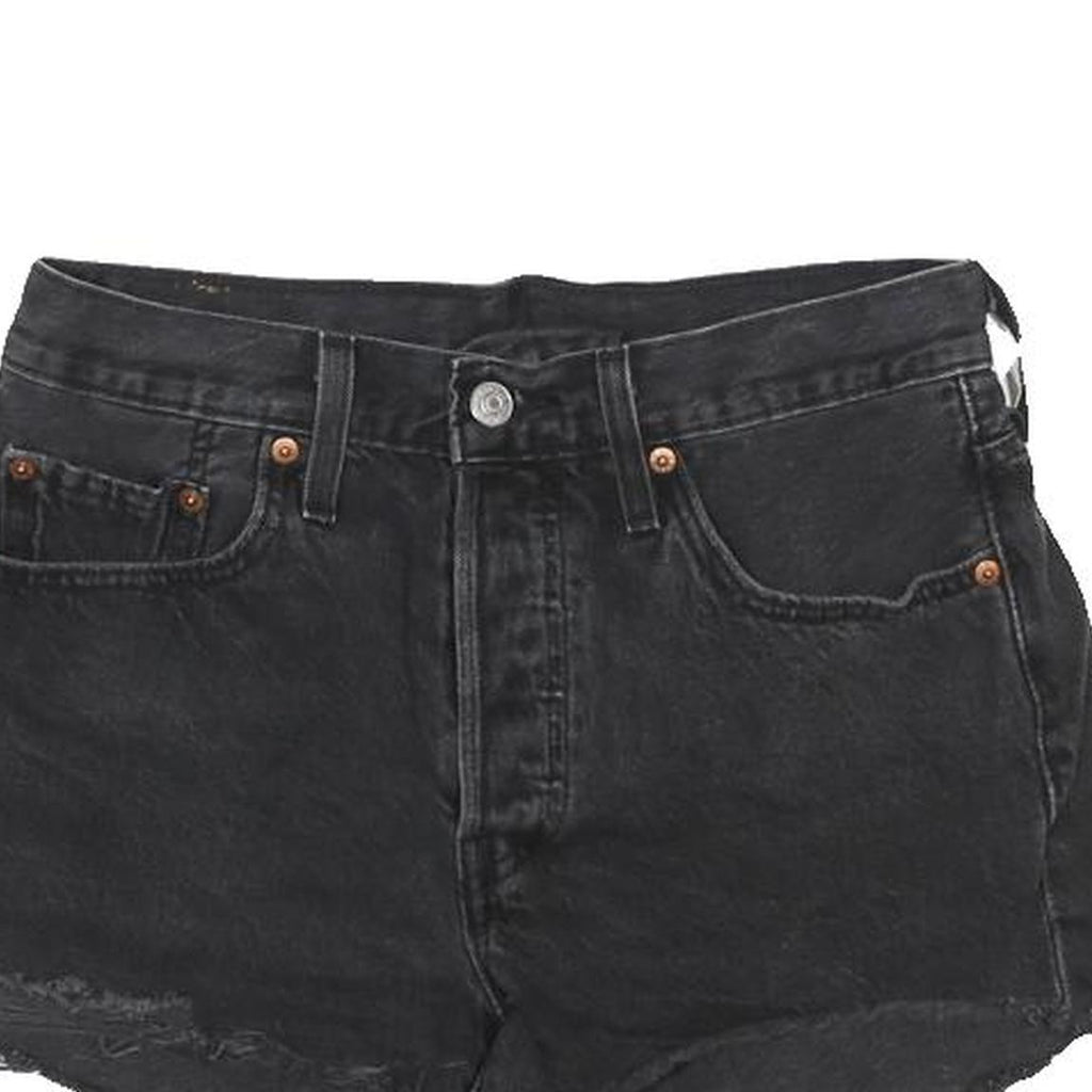 LEVI'S Womens Black Denim Cut-Off Shorts S W27 Casual Frayed Hem
