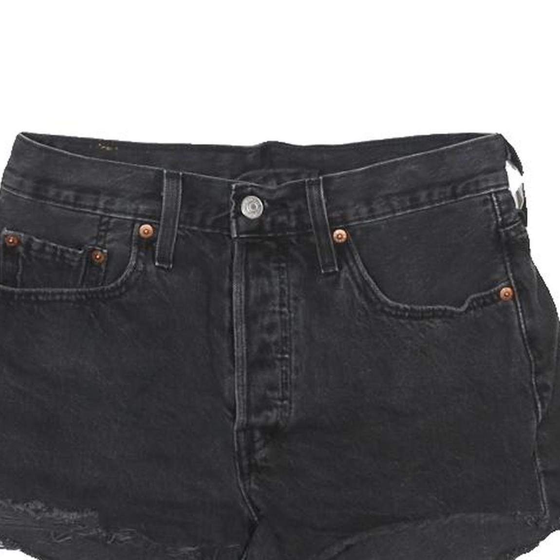 LEVI'S Womens Black Denim Cut-Off Shorts S W27 Casual Frayed Hem