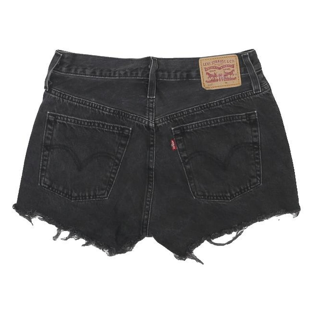 LEVI'S Womens Black Denim Cut-Off Shorts S W27 Casual Frayed Hem