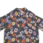 GEORGE Mens Blue Pattern Cotton Blend Shirt L Casual Short Sleeve Summer