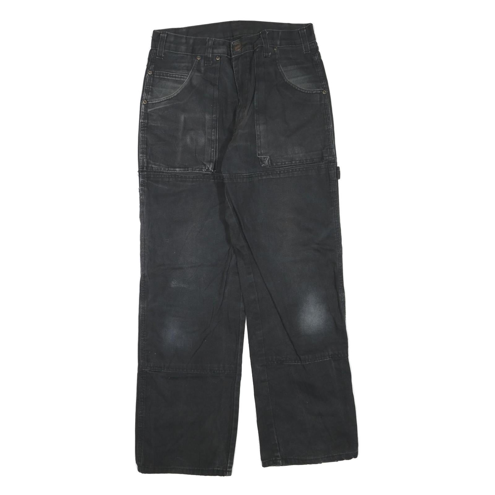 DICKIES Mens Cotton Blend Black Regular Fit Straight Leg Trousers W28 L28