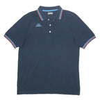 KAPPA Mens Blue Cotton Polo Shirt L Short Sleeve Embroidered Logo Stripe Collar