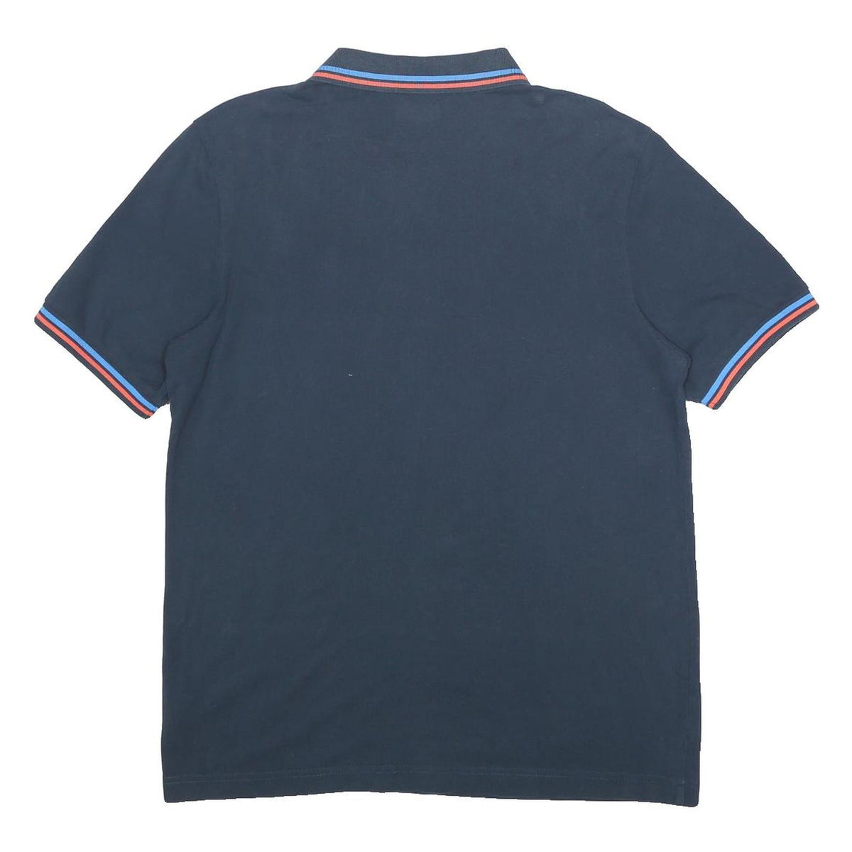 KAPPA Mens Blue Cotton Polo Shirt L Short Sleeve Embroidered Logo Stripe Collar