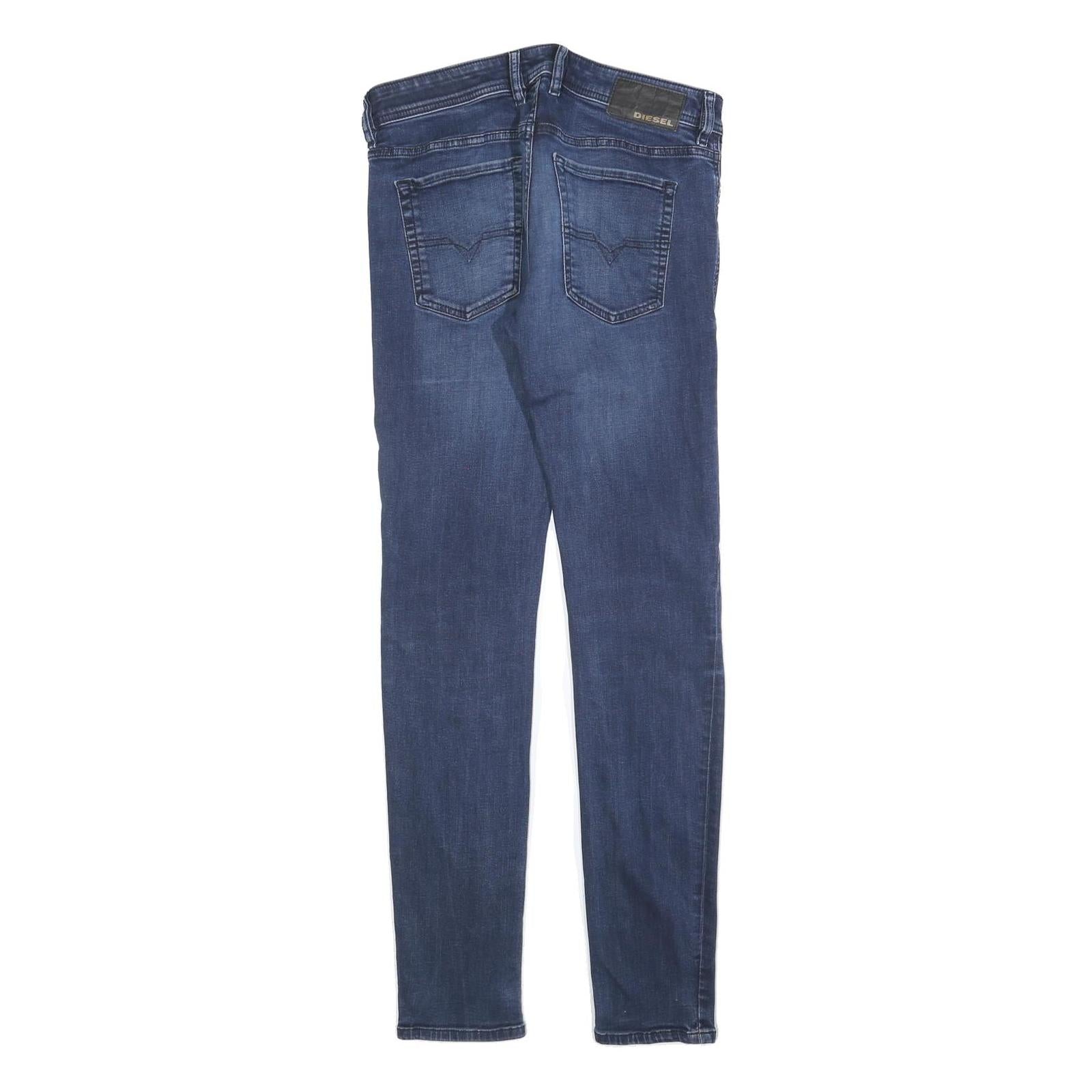 DIESEL Womens Slim Blue Denim Skinny Jeans W30 L32 Button Cotton Blend