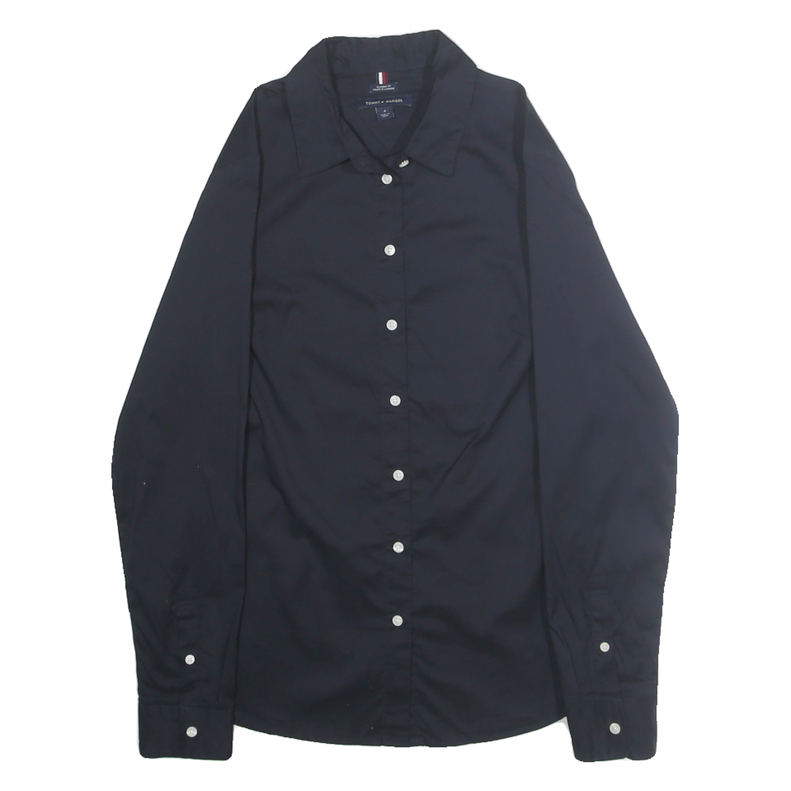 TOMMY HILFIGER Womens Navy Blue Shirt UK 6 Classic Button Down Cotton Blend