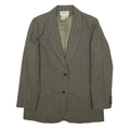 EDDIE BAUER Womens Grey Checked Wool Blazer Jacket M Woven Classic Button