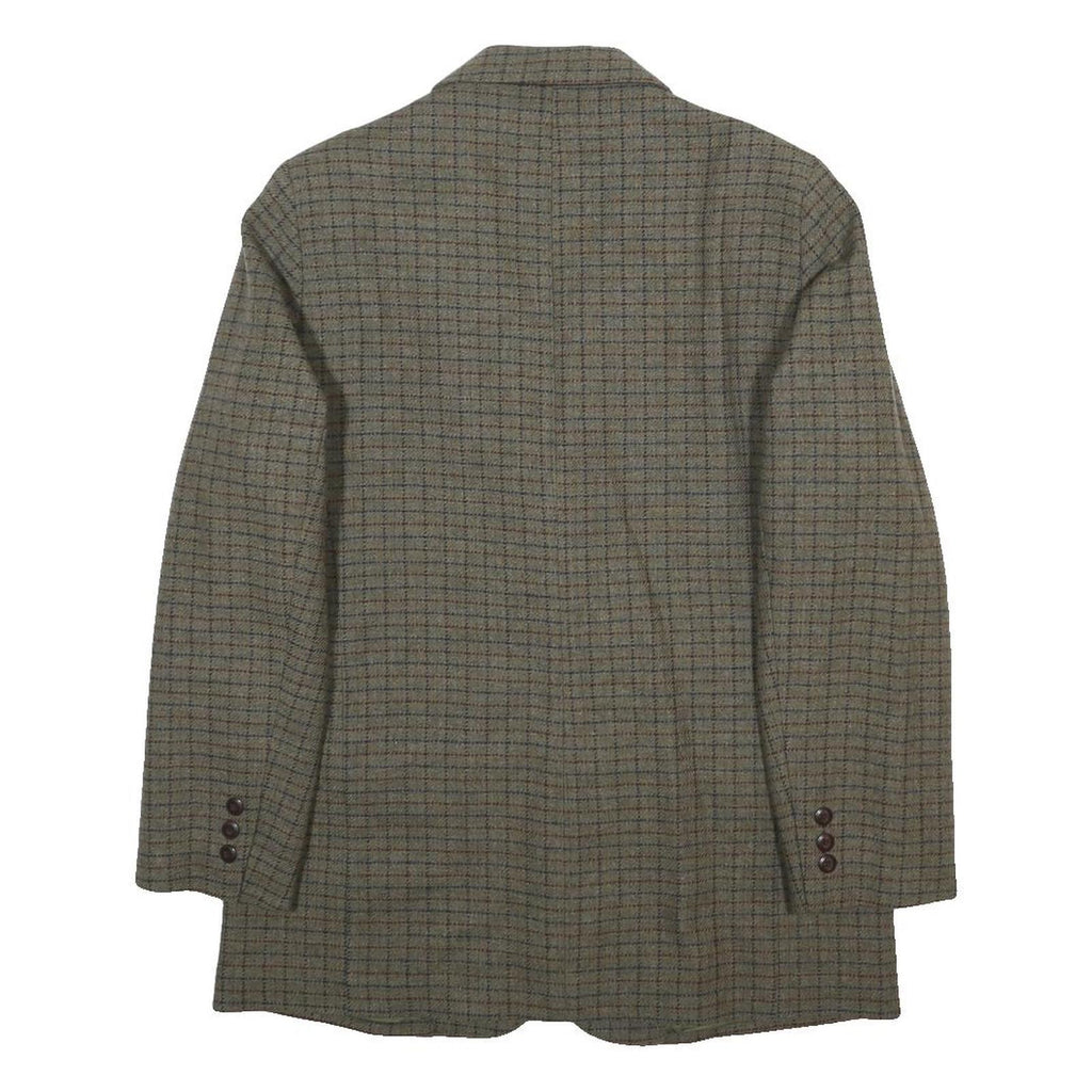 EDDIE BAUER Womens Grey Checked Wool Blazer Jacket M Woven Classic Button