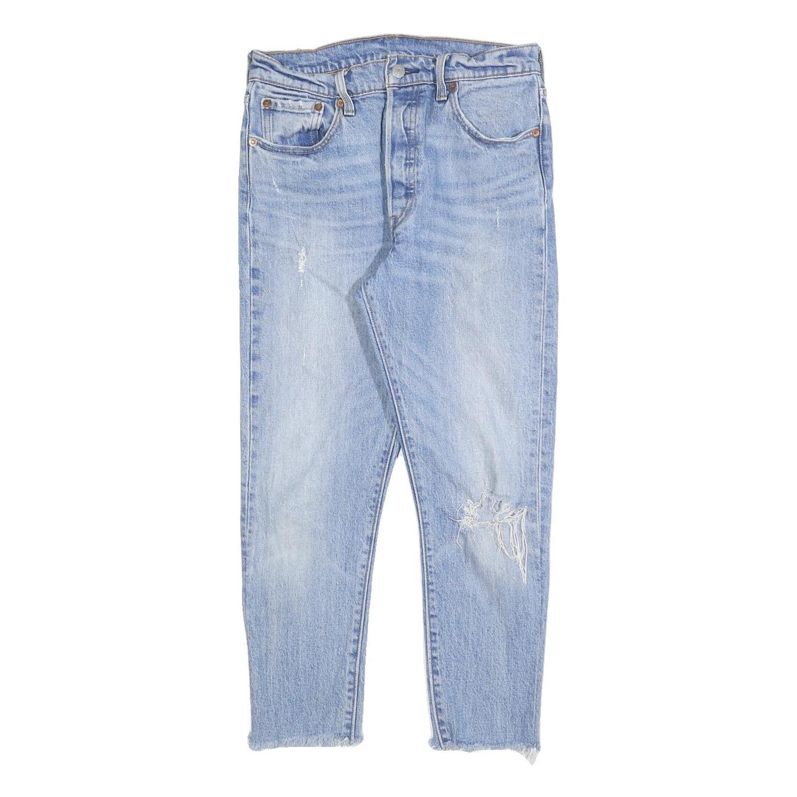 LEVI'S 501S Womens Jeans Blue Slim Straight Denim Light W28 L24 Distressed