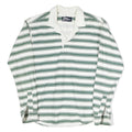 PILGRIM Mens White & Green Striped Long Sleeve Polo Shirt M Cotton Classic Fit