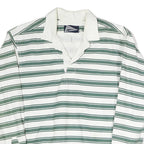 PILGRIM Mens White & Green Striped Long Sleeve Polo Shirt M Cotton Classic Fit