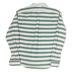 PILGRIM Mens White & Green Striped Long Sleeve Polo Shirt M Cotton Classic Fit