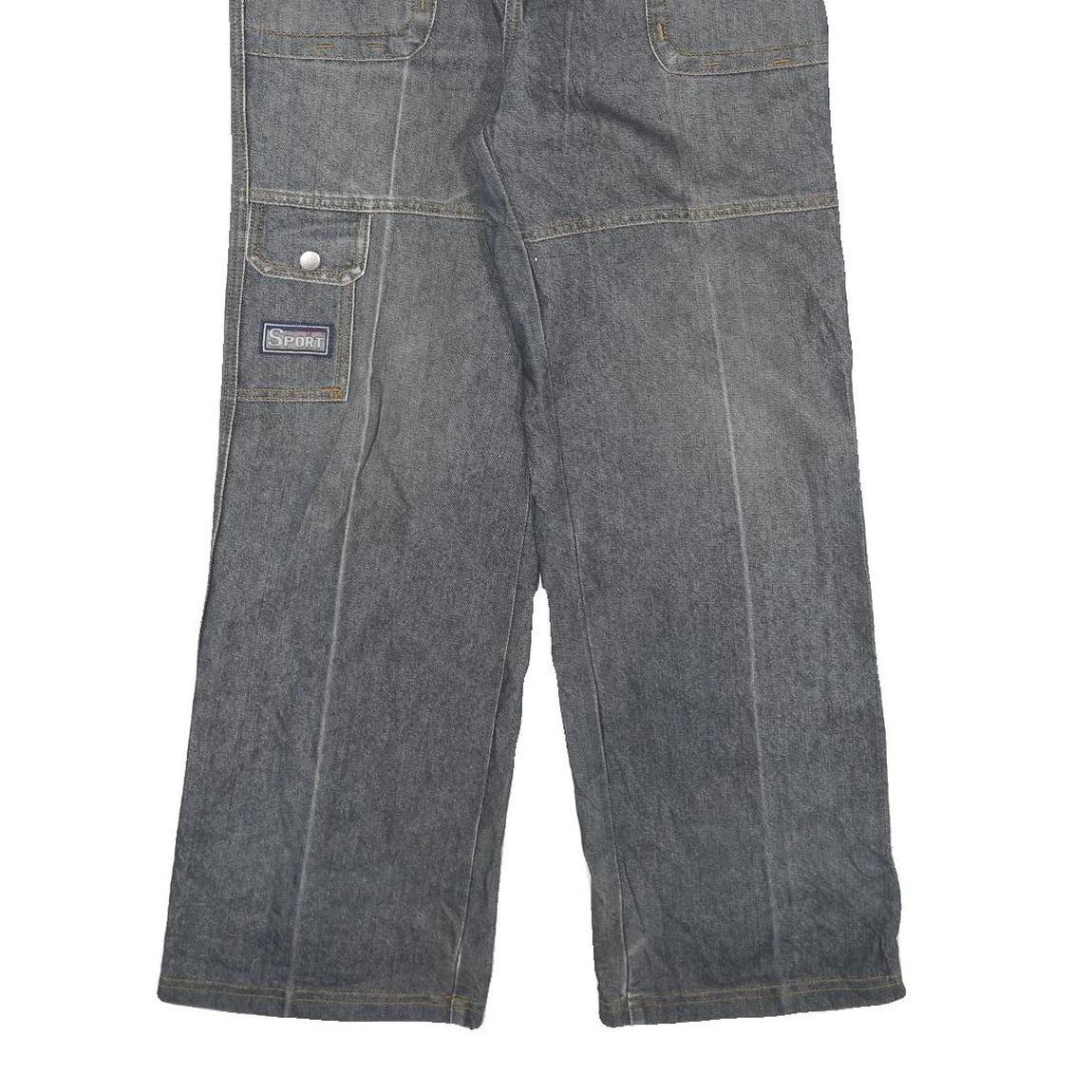 YIN HU Womens Jeans Blue Regular Straight Denim Medium W28 L27 Cargo Pockets