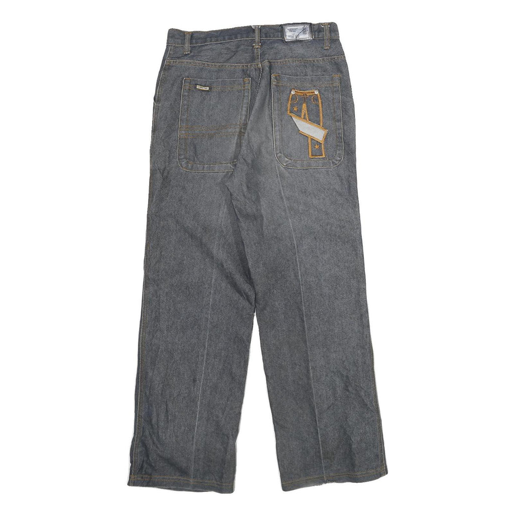 YIN HU Womens Jeans Blue Regular Straight Denim Medium W28 L27 Cargo Pockets