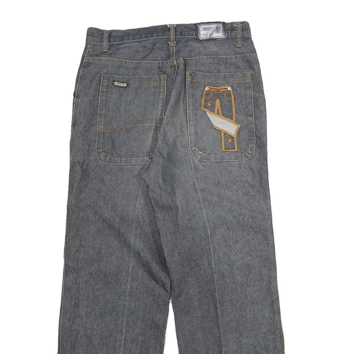 YIN HU Womens Jeans Blue Regular Straight Denim Medium W28 L27 Cargo Pockets