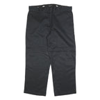 DICKIES Mens Loose Black Cotton Blend Zip Trousers W40 L30 Workwear