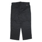 DICKIES Mens Loose Black Cotton Blend Zip Trousers W40 L30 Workwear