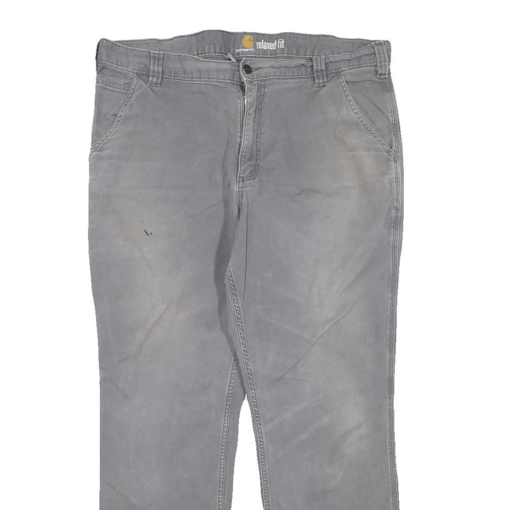 CARHARTT Mens Cotton Blend Grey Regular Straight Trousers W38 L30 Workwear Zip