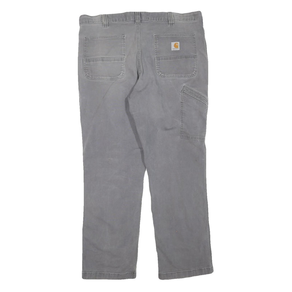 CARHARTT Mens Cotton Blend Grey Regular Straight Trousers W38 L30 Workwear Zip