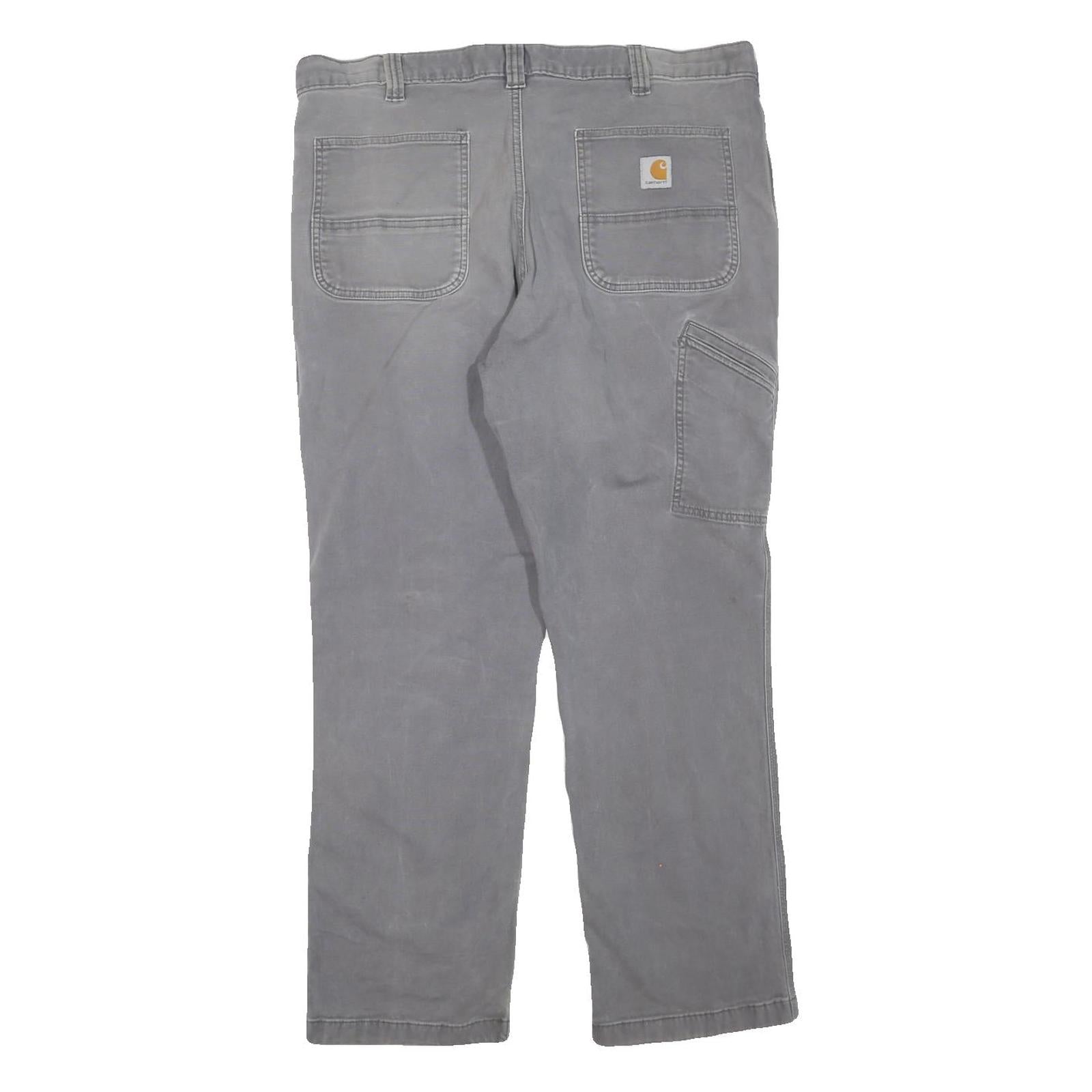 CARHARTT Mens Cotton Blend Grey Regular Straight Trousers W38 L30 Workwear Zip