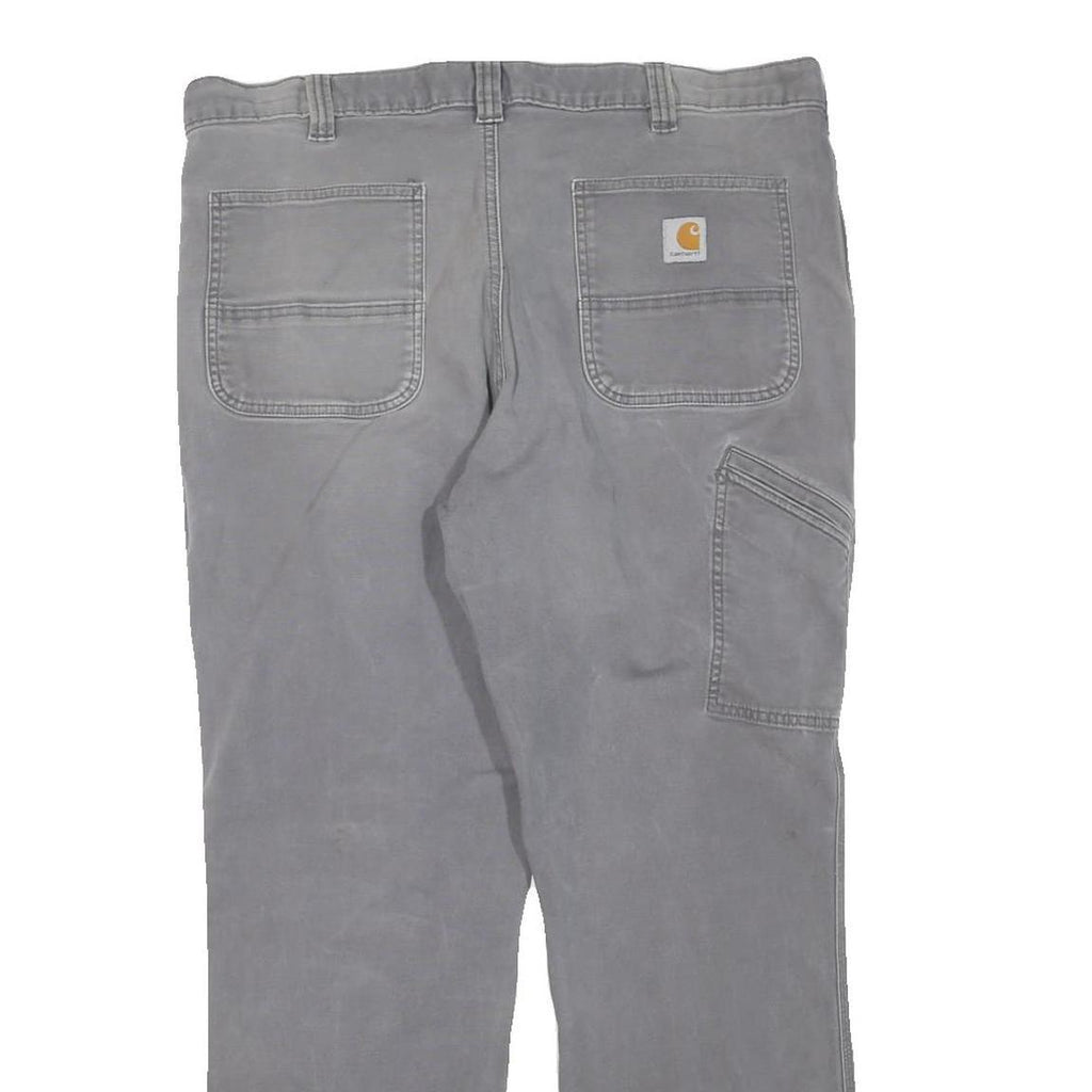 CARHARTT Mens Cotton Blend Grey Regular Straight Trousers W38 L30 Workwear Zip