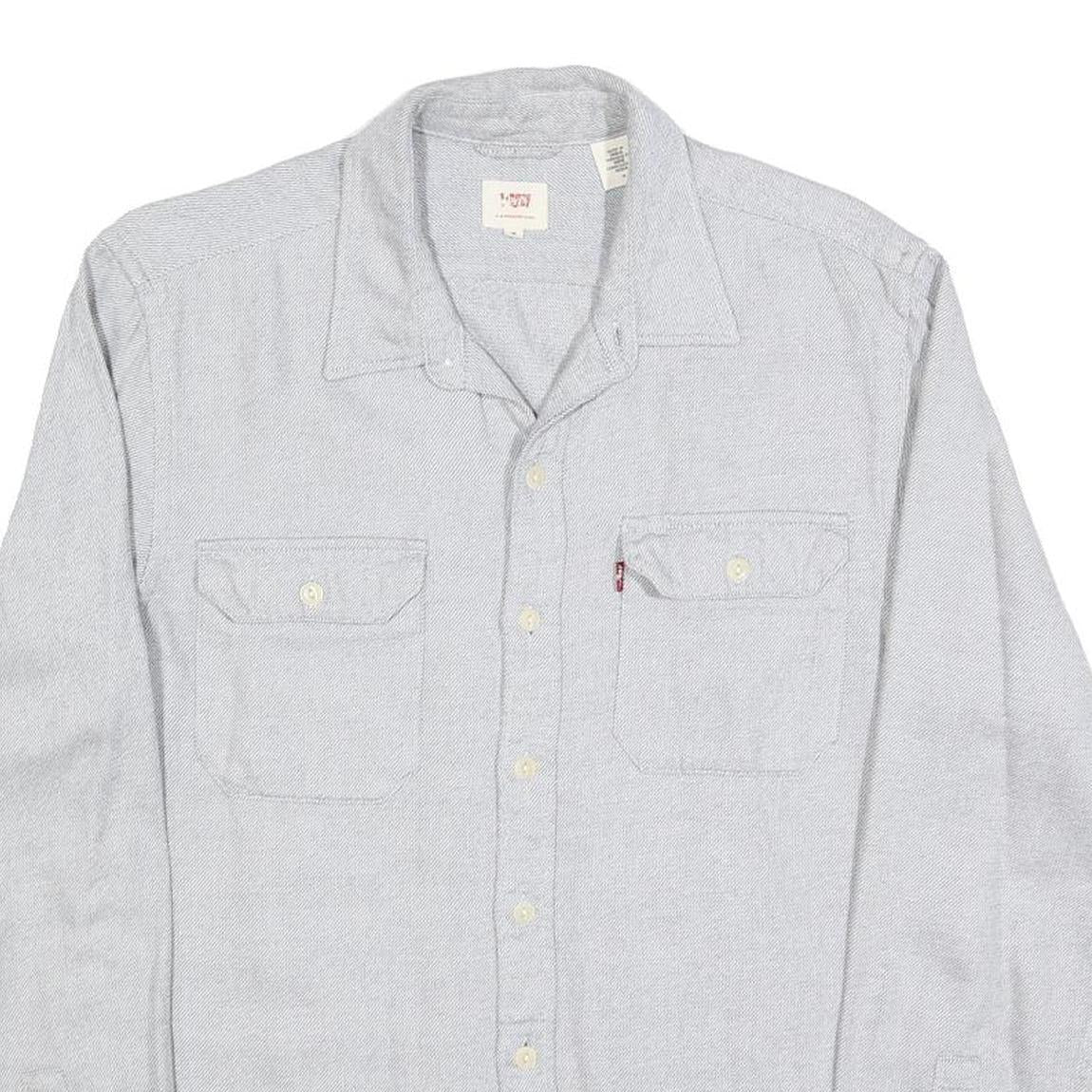 LEVI'S Mens Grey Cotton Blend Casual Shirt M Button Shirt Long Sleeve