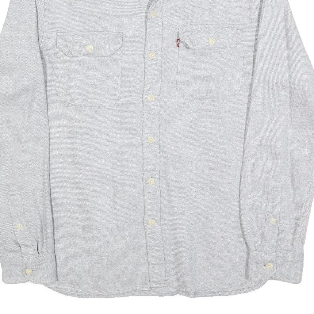 LEVI'S Mens Grey Cotton Blend Casual Shirt M Button Shirt Long Sleeve
