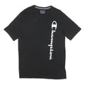 CHAMPION Mens Black Graphic T-Shirt M Short Sleeve Crew Neck Cotton Blend Casual