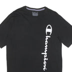 CHAMPION Mens Black Graphic T-Shirt M Short Sleeve Crew Neck Cotton Blend Casual