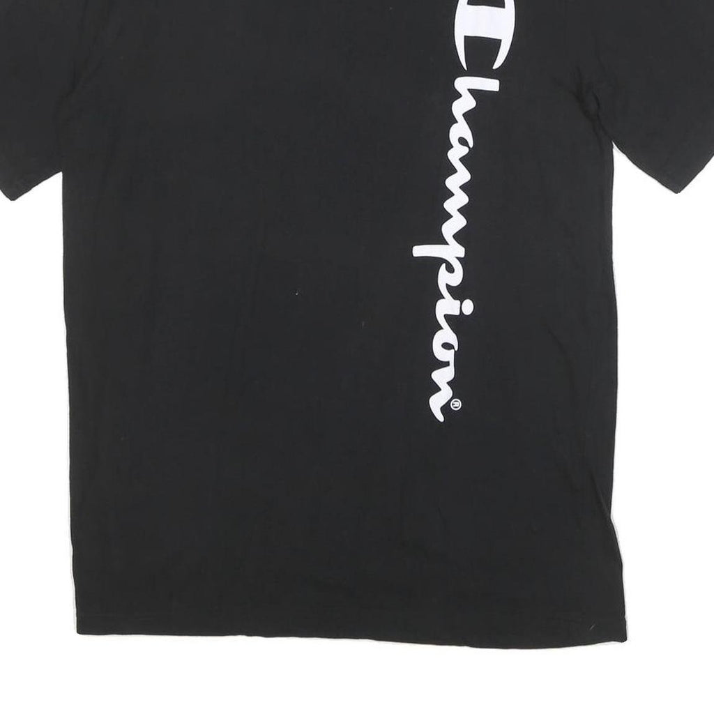 CHAMPION Mens Black Graphic T-Shirt M Short Sleeve Crew Neck Cotton Blend Casual