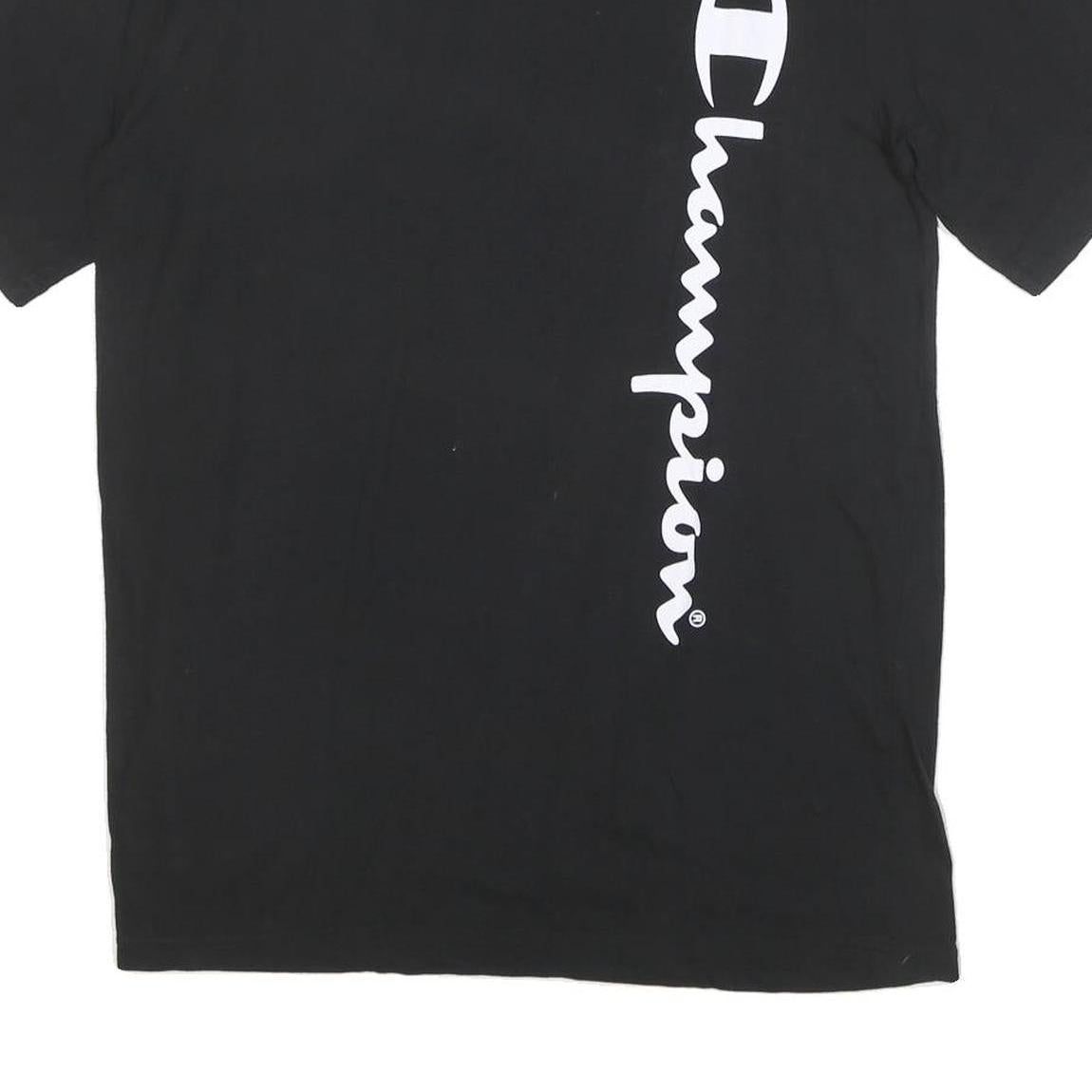 CHAMPION Mens Black Graphic T-Shirt M Short Sleeve Crew Neck Cotton Blend Casual