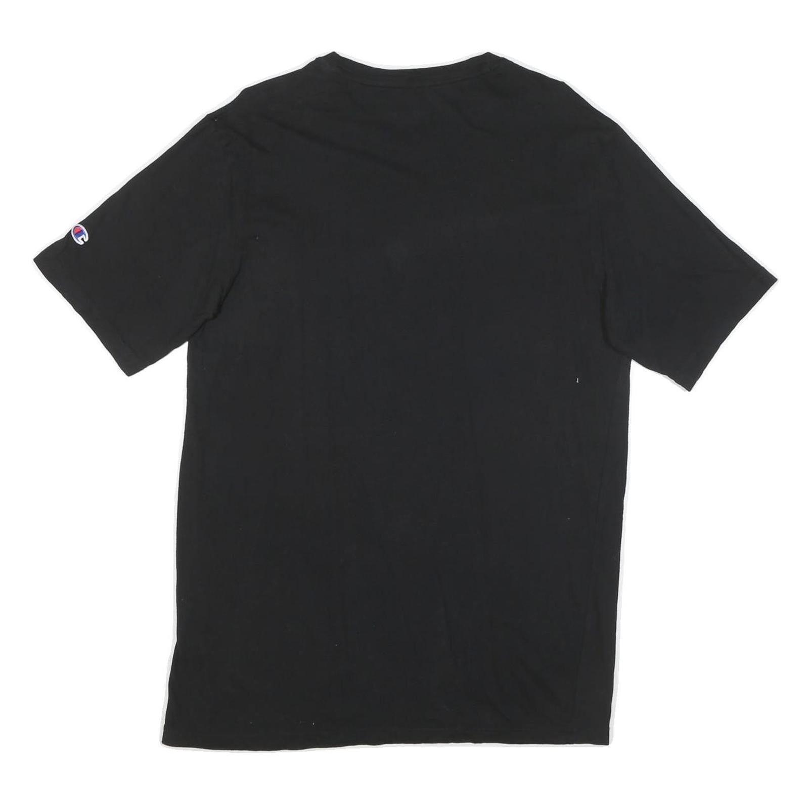 CHAMPION Mens Black Graphic T-Shirt M Short Sleeve Crew Neck Cotton Blend Casual