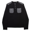 GUESS Mens T-Shirt Black Long Sleeve Button Neck M