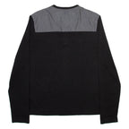 GUESS Mens T-Shirt Black Long Sleeve Button Neck M