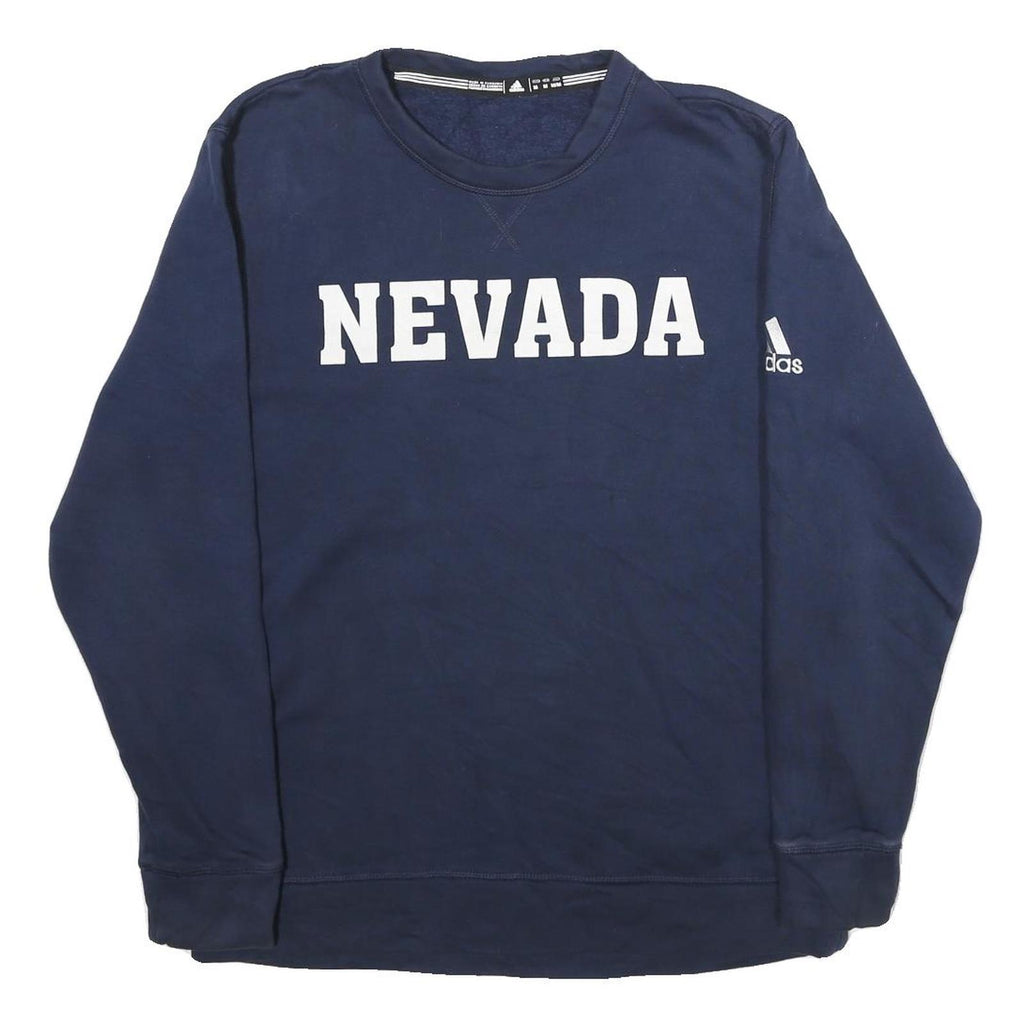 ADIDAS Mens Navy Blue Nevada Crew Neck M Sweatshirt Cotton Blend Pullover