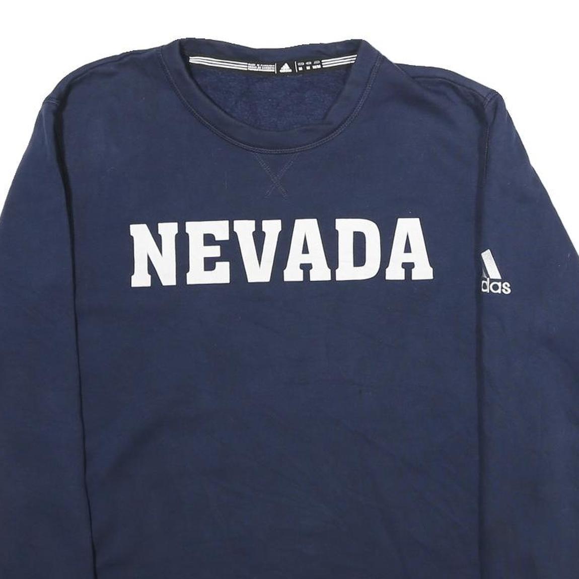 ADIDAS Mens Navy Blue Nevada Crew Neck M Sweatshirt Cotton Blend Pullover