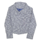 Womens Blue Jacket M Button Closure Textured Pattern Stylish Outerwear