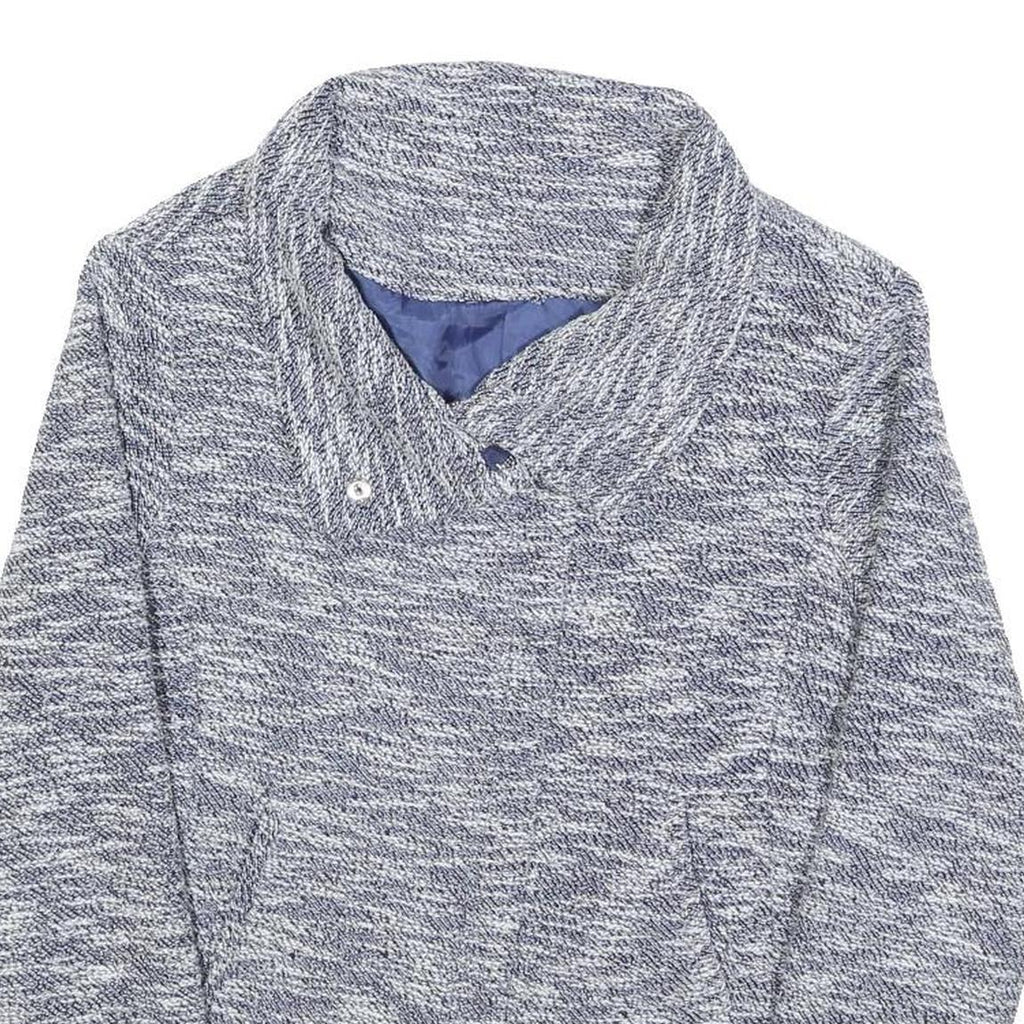 Womens Blue Jacket M Button Closure Textured Pattern Stylish Outerwear