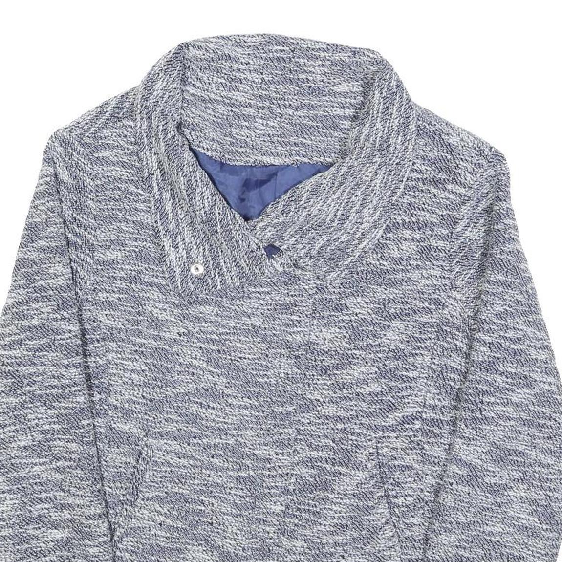 Womens Blue Jacket M Button Closure Textured Pattern Stylish Outerwear