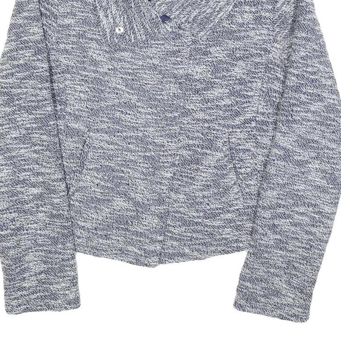 Womens Blue Jacket M Button Closure Textured Pattern Stylish Outerwear