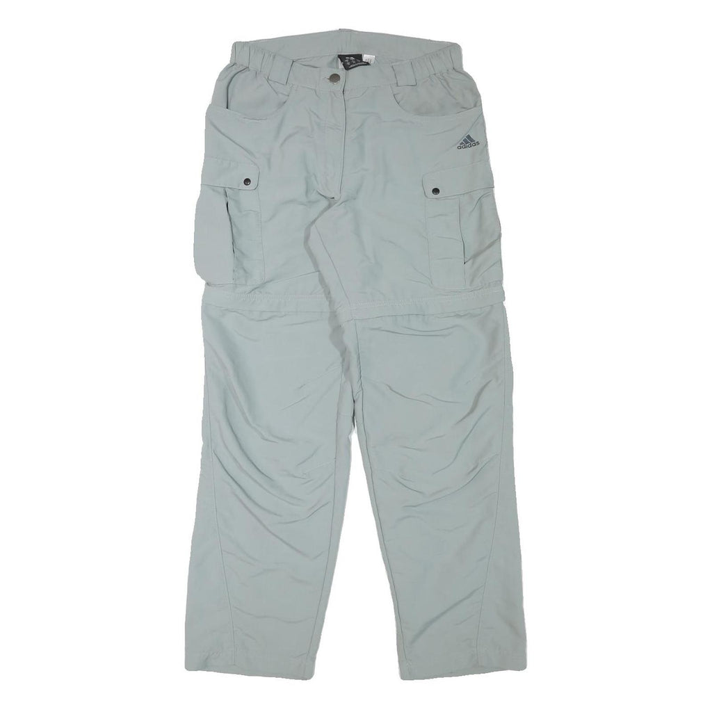 ADIDAS Womens Polyester Blend Light Grey Relaxed Cargo Trousers W28 L29