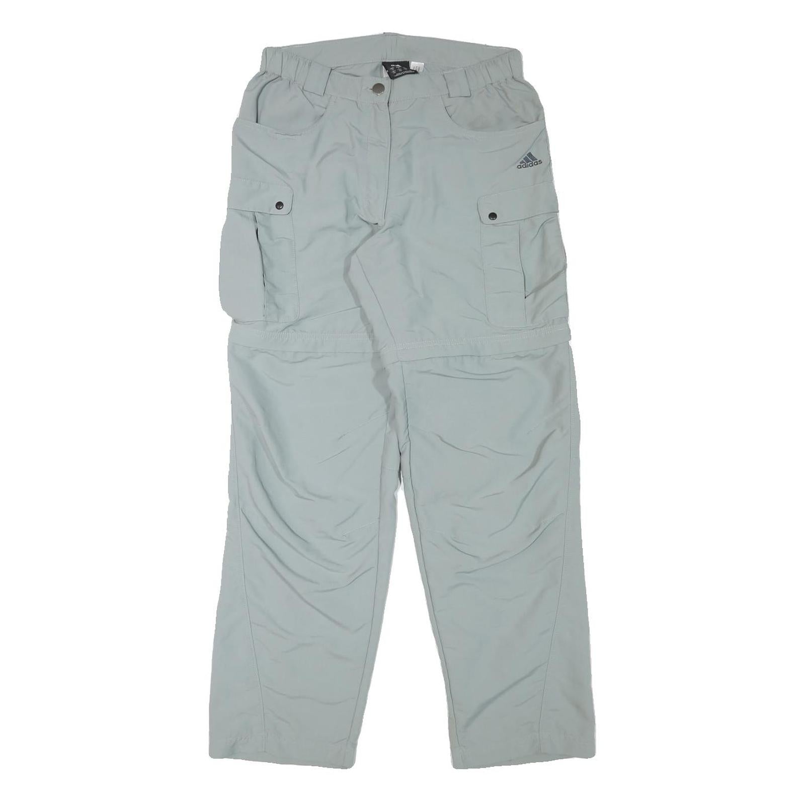 ADIDAS Womens Polyester Blend Light Grey Relaxed Cargo Trousers W28 L29