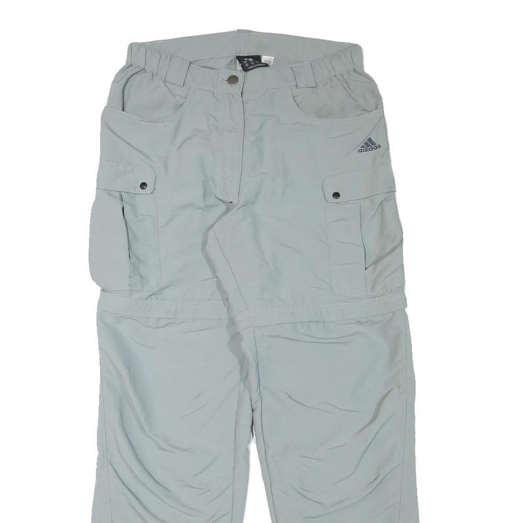 ADIDAS Womens Polyester Blend Light Grey Relaxed Cargo Trousers W28 L29