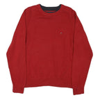 TOMMY HILFIGER Mens Red Plain Crew Neck Basic Knit M Cotton Blend Jumper