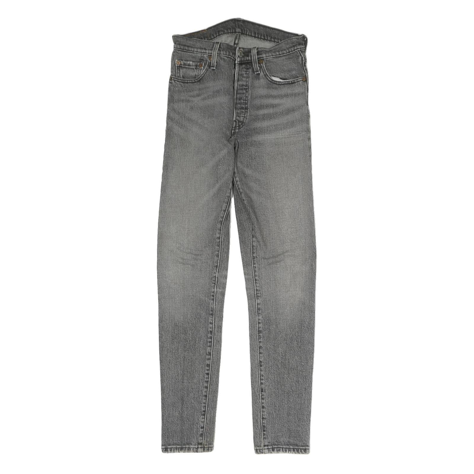 LEVI'S 501 Mens Jeans Grey Slim Skinny Denim Medium W26 L29 Zip Closure