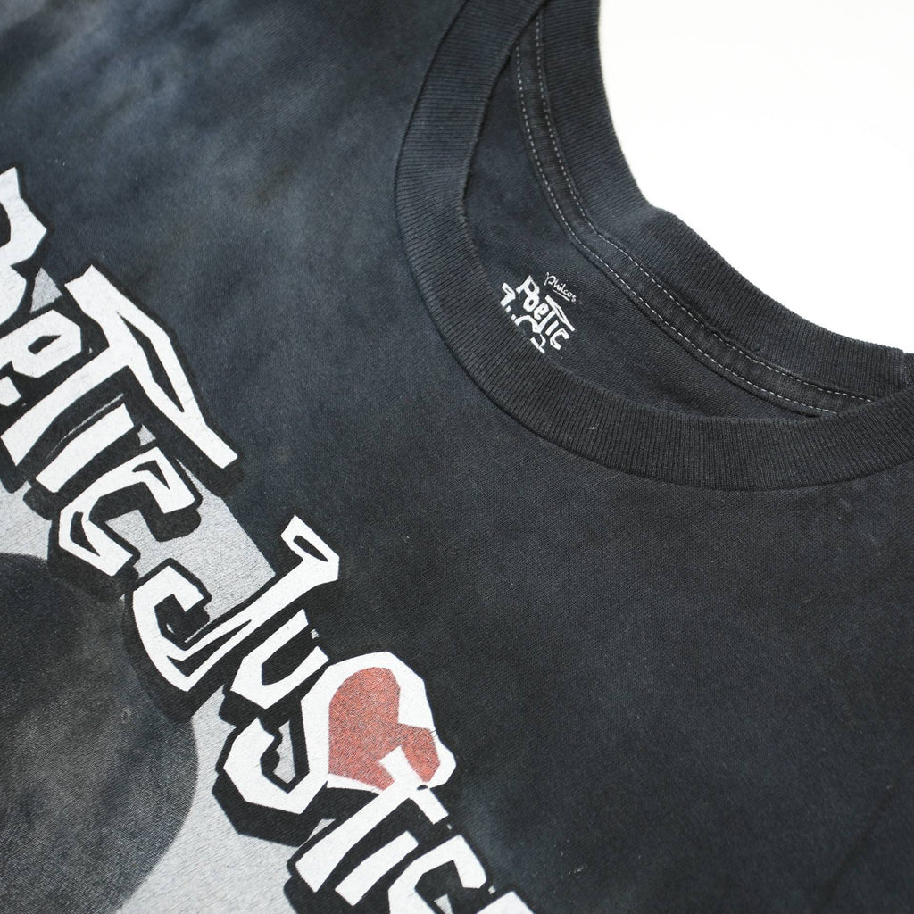 POETIC JUSTICE Mens Black & Grey Graphic T-Shirt XL Short Sleeve Crew Neck Retro