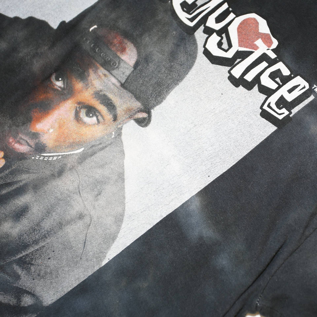 POETIC JUSTICE Mens Black & Grey Graphic T-Shirt XL Short Sleeve Crew Neck Retro