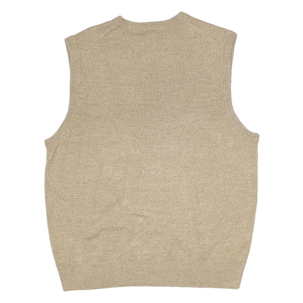 DOCKERS Mens Beige Argyle Pattern Sleeveless V-Neck Jumper Acrylic M Classic