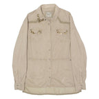 GUESS Womens Plain Shirt Beige Long Sleeve L