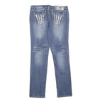 CLASH Womens Jeans Blue Relaxed Straight Denim Medium W32 L32 Embellished